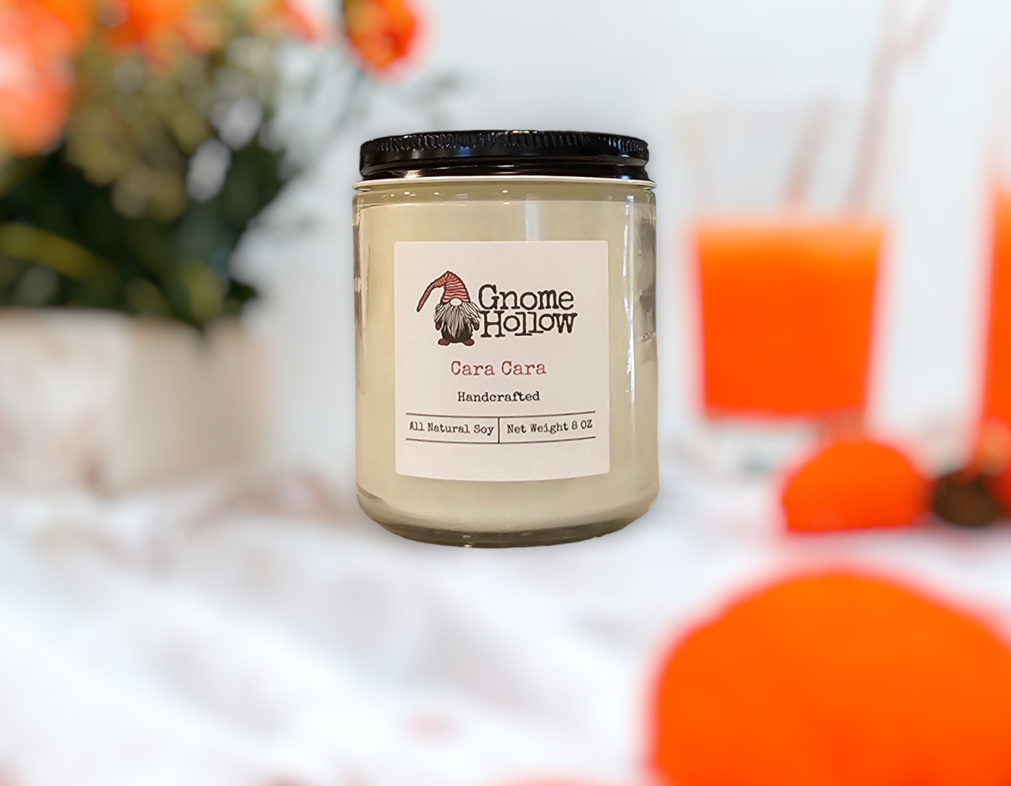 Cara Cara candle with orange blurred surroundings
