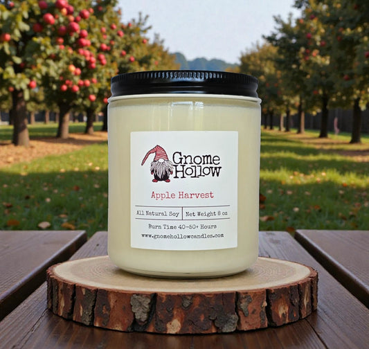 Candle in an apple orchard