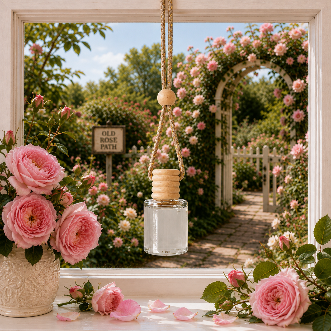 Old Rose Path Hanging Diffuser:  Elegant Floral