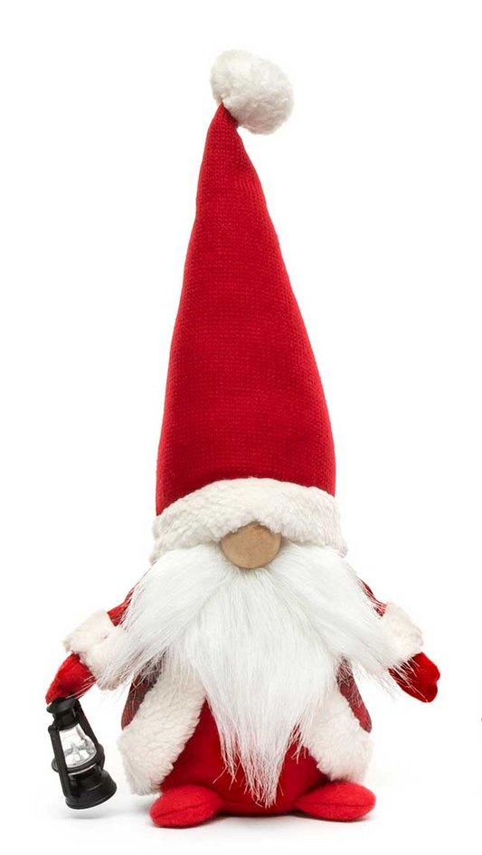 Gnome with Red Hat holding Lantern