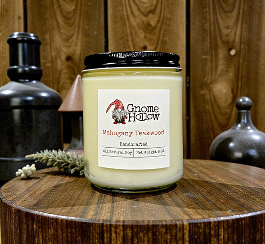 Candle on a round wood table