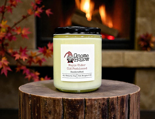 Candle in front of fireplace