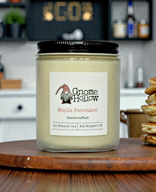 candle on counter with breakfast