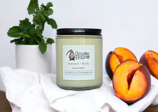 Peaches & Mint Scented Soy Candle