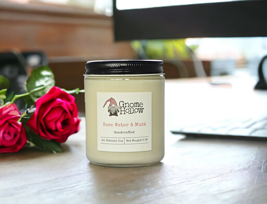 Rose Water + Musk Scented Candle