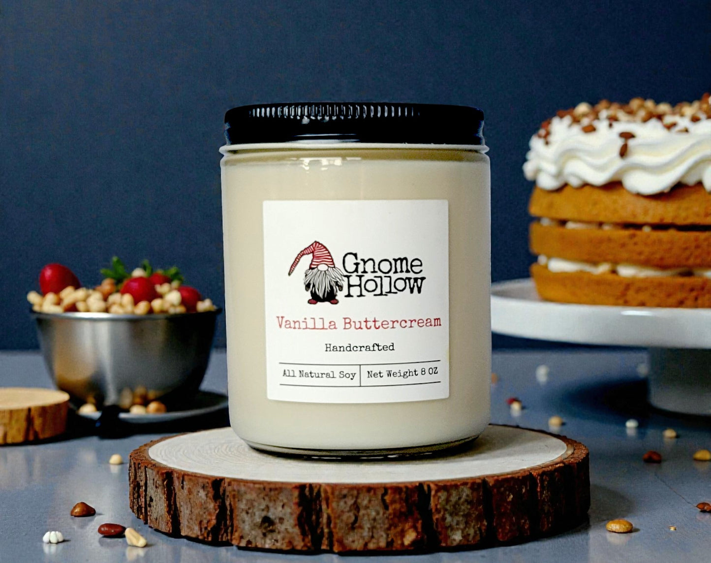 candle in front of cake