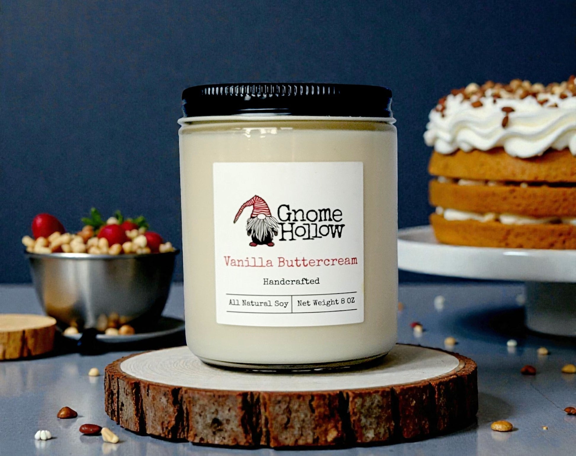 candle in front of cake